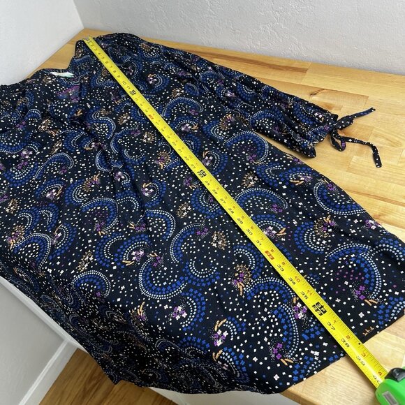 Anthropologie Maeve Dress Size 16W Long Sleeve Black V-Neck Pattern Knee Length - Picture 12 of 12